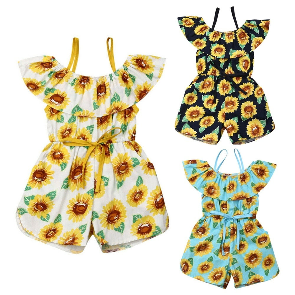 Outfits for Toddler Girls Clothes Sets Off 2 Pcs Sunflower Flared Pant Bell Toddler Girls Rompers and Jumpsuits
