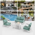 thumbnail image 3 of MBY 4-Seat Aluminum Patio Furniture Set with 45,000 BTU Propane Fire Pit Table and Glass Wind Guard, Weather-Resistant for Garden, Pool or Balcony-White, 3 of 9