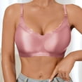 thumbnail image 4 of Kvture Scalloped Satin Bras for Women Comfort Adjustable Strap No Underwire Full Coverage Everyday Bra Pink Bra XXL, 4 of 5