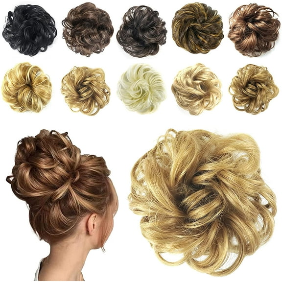 Ealicere Hair Bun Extensions,Messy Curly Hair Scrunchies,Synthetic Hair Extensions With Elastic Rubber Band for Women Updo Donut Chignons ponytail Extensions(18613#)