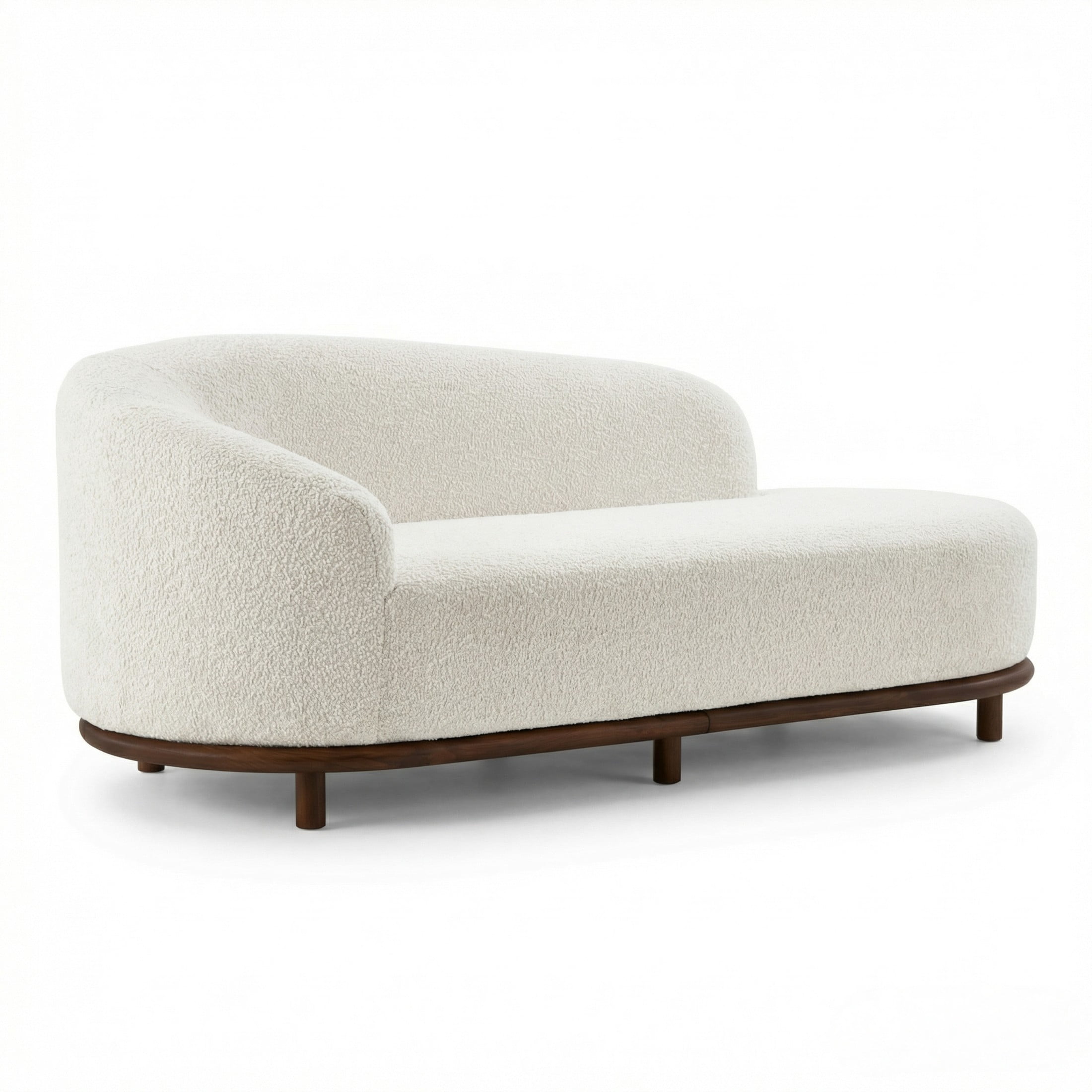Christopher Knight Home Modern Boucle Chaise Lounge Sofa with 3 Seats, Solid Wood Frame, White