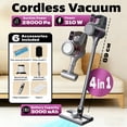 thumbnail image 2 of JOUALY 4-in-1 Cordless Stick Vacuum Cleaner, 25000Pa Suction Power, 310W Motor, 3 Modes with LCD Display, Lightweight Handheld Vacuum for Hardwood Floor, Carpet, Pet Hair, Car, Home Cleaning, 2 of 7
