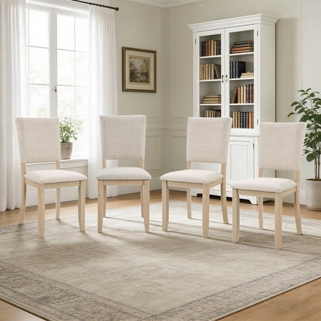 Dining Chairs Only Modern Minimalist Dining Chairs Set of 4 Kitchen Chair with Padded Seat Wooden Upholstered Side Chair for Dining Room Living