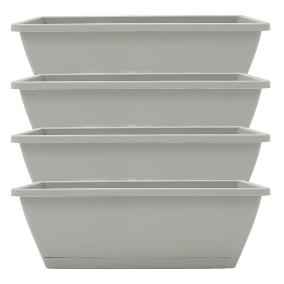 OUNONA 4 Sets of Window Box Planter Flower Box Vegetable Growing Pot Planter Rectangle Planter Box with Tray