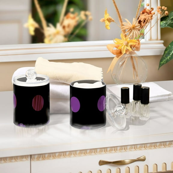 Ckdifva Purple Polka Dot Storage Jar with Lid Acrylic Organization Storage Containers Set of 2