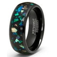 thumbnail image 2 of Metal Masters Mens Crushed Opal Abalone Tungsten Carbide Ring Dome Wedding Band Simulated Black 8mm, 2 of 5