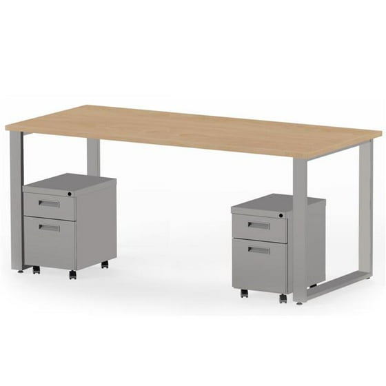 Marvel Aire Arty008kmtt 72 X 30 In Desk 2 Mobile Pedestals Kensington Maple Laminate Silver Finish