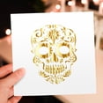 thumbnail image 7 of 3drose, Image of Metallic Gold Sugar Skull, 6 Greeting Cards with Envelopes, 7 of 7