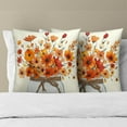thumbnail image 3 of Autumn Flower Throw Pillow Covers 16 x 16 Inches Set of 2,Watercolor Orange Floral Jar Fall Seasonal Pillowcase Square Cushion Cover for Home Living Room Bed Sofa Car, 3 of 6