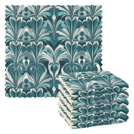 

Blackish Green Ripple Art Kitchen Cloth Dish Towels for Drying Washing Absorbent Dish Rags 6 Pack