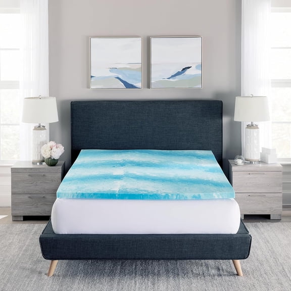 Essentials 3 Inch Memory Foam Mattress Topper with Cooling Gel Swirls for California  Bed