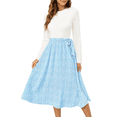 thumbnail image 3 of UVN Fall Dresses for Women Long Sleeve Crewneck Ribbed Casual Dress Ladies Floral Print Midi Dresses with Pockets, 3 of 9