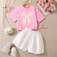 thumbnail image 2 of Girls Clothing Set Size 10 12 Girls Pant Suit, Fashion Girls' and Children's Summer New Short Sleeve Top Casual Shorts Two-Piece Set, 2 of 9