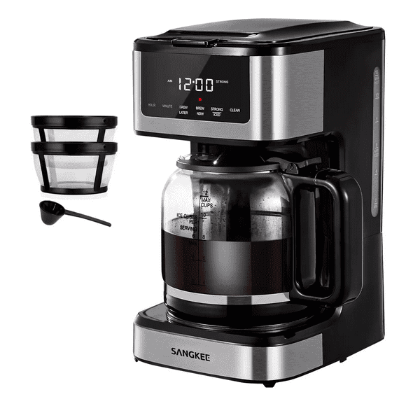 Cafetera Electrica De 12 Tazas Con 3 Modos Negro
