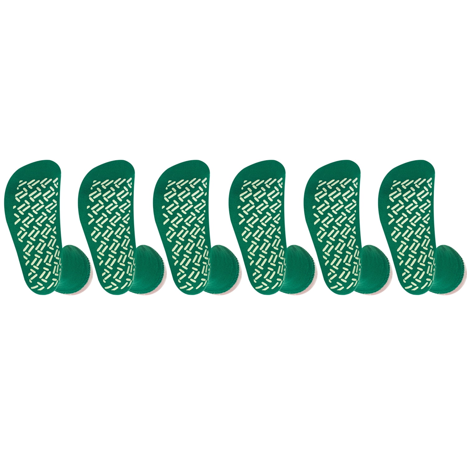 6 Pairs Green Non Skid Hospital, Yoga, Pilates, Gripper Slipper Socks Men's or Women Size XXL