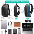 thumbnail image 3 of Mochila empresarial hk para hombre, 43 cm, delgada, impermeable, portátil de 17 pulgadas, 3 of 9