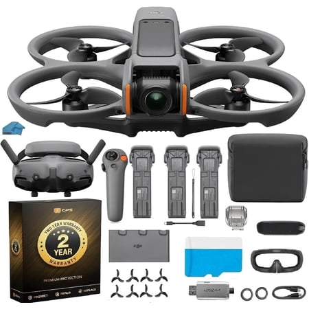 DJI Avata 2 FPV Drone with Camera, Fly More Combo (3 Battery Kit), 4K Video Drone for Immersive Flight, 128GB Memory Card, 2-Year Warranty