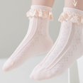 thumbnail image 3 of Mikilon Girls Knitted Ruffled Socks Fall and Winter Solid Color Princess Socks Comfortable Warm Socks 0-12 Years Kid's Socks, 3 of 7
