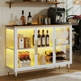 thumbnail image 7 of 47.2"Farmhouse Wine Bar Cabinet with 13 Colors LED Lights Metal Wood Liquor Coffee Bar Cabinet with Glass Holder & Wine Rack Glass Buffet Sideboard with 3 Doors& Adjustable Shelves White, 7 of 7