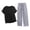 Black#mens outfit sets 2026#14, variant on VBTAPA Men's Ice Silk Pajamas Sets Crewneck Short Sleeve Tee Shirts and Wide Leg Elastic Waist Pants 2 Piece Loungewear Sets Silver L