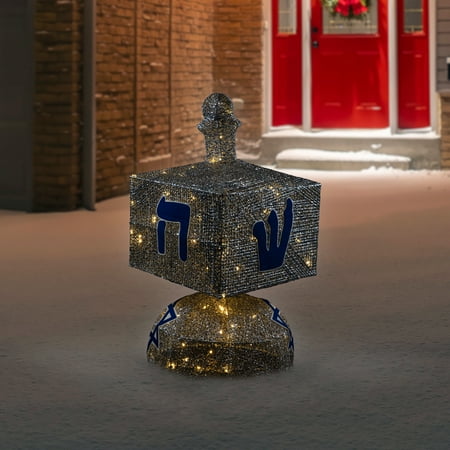 Northlight LED Lighted Hanukkah Dreidel Outdoor Decoration - 37 - Clear Lights - Silver