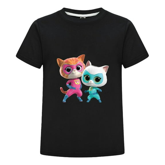 SuperKitties Tee for Toddlers and Kids – Boys Girls Cartoon T-Shirt – Soft Summer Play Top – Fun Cat Hero Print – Casual Outfit for Ages 2 to 12