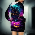 thumbnail image 7 of gljltg Women's Halloween Printed Loose All-match Hooded Double Pocket Sweater Dress for Women, Fall Winter, Suitable for Leisure, Party, Daily, Home, Beaches, Travel, Work, Gatherings, 7 of 7