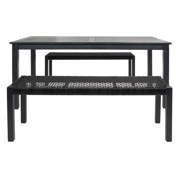SAFAVIEH Aquina Outdoor Patio 3 Piece Dining Set, Black