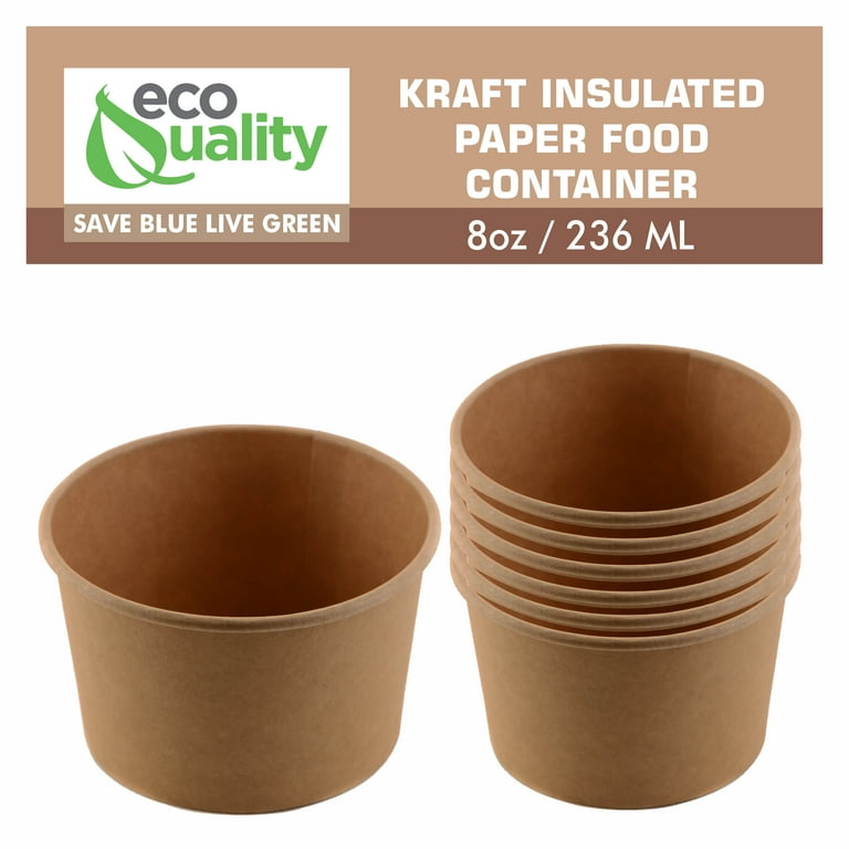 [200 Pack] 16 oz Disposable Kraft Paper Soup Containers with Plastic Lids -  Pint Ice Cream Containers, Frozen Yogurt Cups, Restaurant, Microwavable