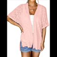 thumbnail image 2 of Cárdigan de Corta para Mujer, Cárdigan de Verano, Informal, Holgado, para Playa, con Dobladillo Curvo. Rosa S, 2 of 7