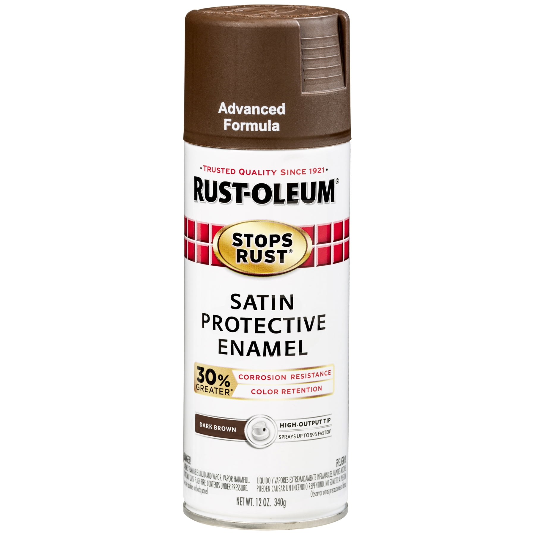 Rust-Oleum Stops Rust Advanced Satin Dark Brown Protective Enamel Spray Paint, 12 oz