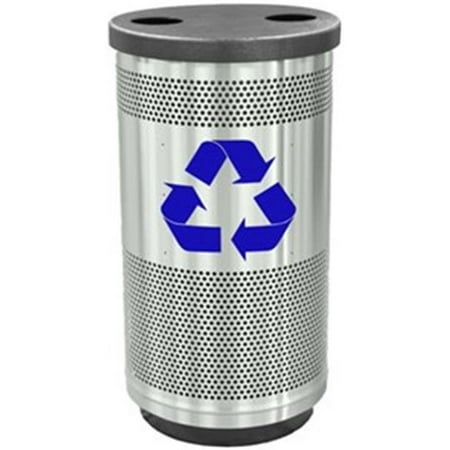 

Recycle Unit with Flat Top Recycle Lid 1 Hole & 1 Slot Opening Plastic Liner Stainless Steel