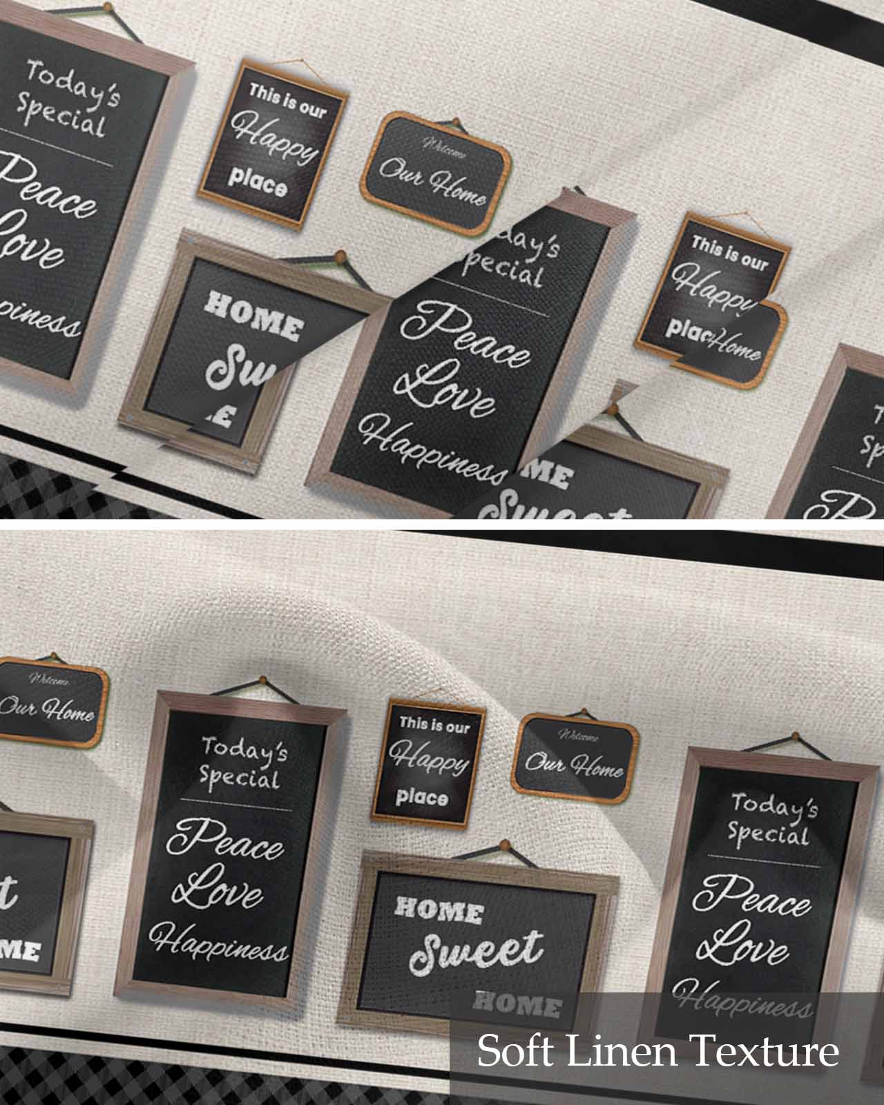 Black Linen Curtain Valance for Bedroom/Bathroom/Kitchen/Office/Living/Dining Room Window,Family Motivational Words Beige Lattice Pocket Topper Drapes Decorative Cafe Drapery Panel 54"x18"
