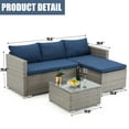 thumbnail image 3 of AVAWING 3PCS Patio Furniture Set, Outdoor Sectional Wicker Rattan Sofa Set for 3 People, Blue, 3 of 8
