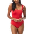 thumbnail image 2 of KATE SPADE NEW YORK Women's Red Stretch Lined Adjustable Ruffled Square Neck One Piece Swimsuit M, 2 of 2