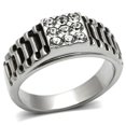 thumbnail image 1 of Men High Polished Stainless Steel Ring with Top Grade Crystal in Clear - Size 13, 1 of 1