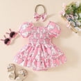 thumbnail image 2 of NIEWTR Baby Girl Summer Clothes Newborn Outfit Ruffle Romper Infant Baby Dress Bow Headband Cute Outfits Girls(Pink,0-3 Months), 2 of 9