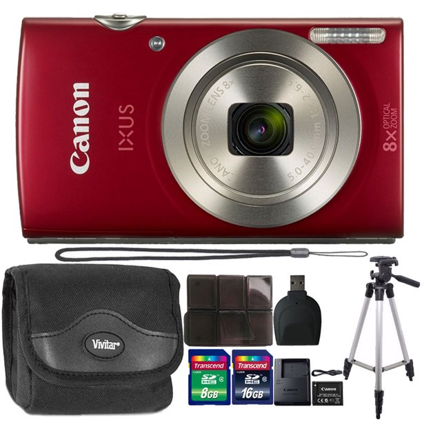 Canon PowerShot IXUS 185 / Elph 180 20MP Compact Digital Camera Red with 24GB Memory Card and
