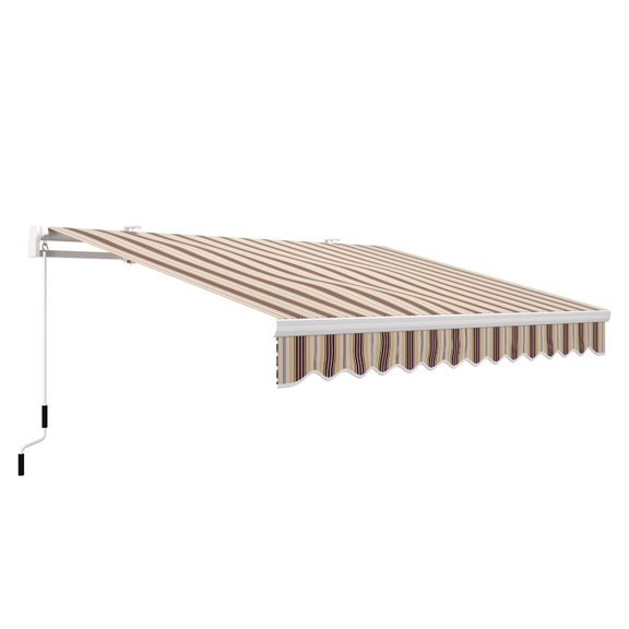 Retractable Patio Awning 13x8 Ft - Adjustable Sun Shade for Outdoor Living - Crimson Red & White Striped