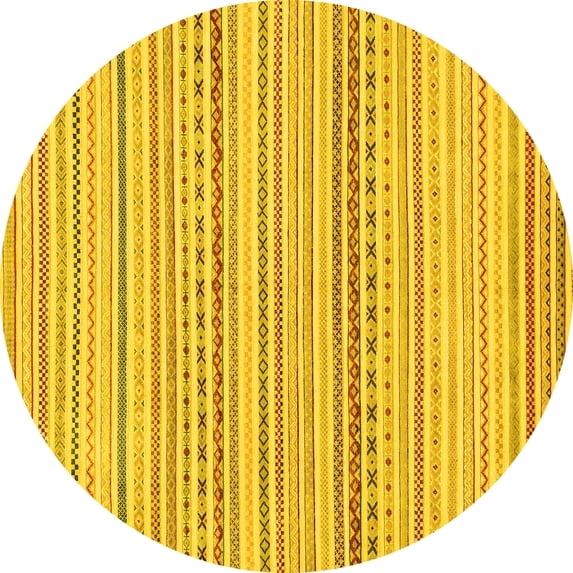 Ahgly Company Indoor Round Abstract Yellow Modern Area Rugs, 3' Round