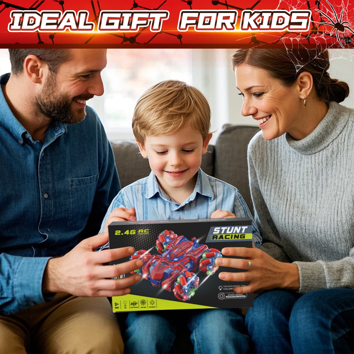 Remote Control Cars, RC Cars Toys for 5 6 7 8 9 10 Year Old Boys Girls, Gesture Sensing RC Stunt Car, Double Sided Race Car with Cool Lights for Boys Kids Age 8-12 Outdoor Toys Birthday Gifts