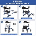 thumbnail image 5 of ﻿Garvee 2-in-1 All Terrain Rollator Walker for Seniors, Foldable Lightweight Aluminum Walker with Seat, Backrest & 12" Shock Absorber Wheels, Adjustable Height for Adults, 5 of 9