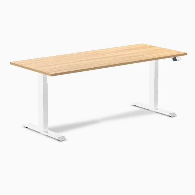 Desky Bureau Assis-Debout à Double Stratifié - Teck Sublime / 70,9 x 29,5 Pouces / Blanc