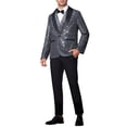 thumbnail image 2 of INSPIRE CHIC Blazers para Hombre Chaquetas de Traje de Lentejuelas Brillantes Metálicas de Cuadros Argyle S Plata, 2 of 5