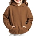 thumbnail image 2 of Atogsazn Kids Girl Oversized Hoodies Children Casual Fleece Long Sleeve Hooded Sweatshirts Fall Winter Tops Brown 9-10 Years Fashion, 2 of 9