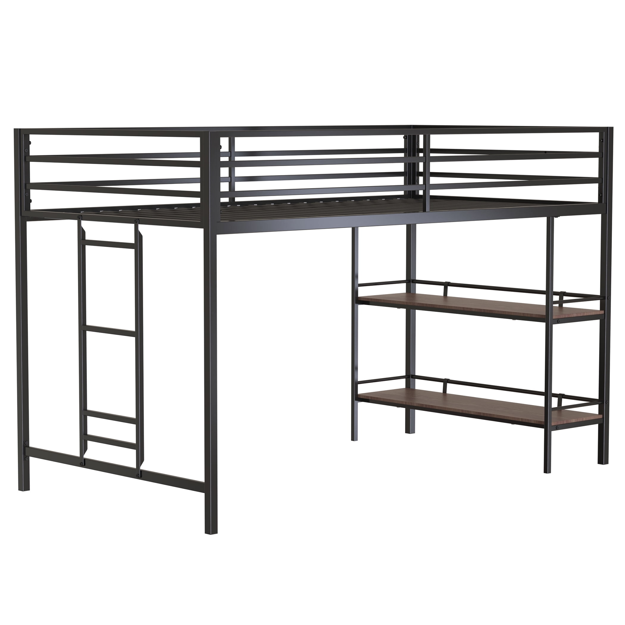 Miniyam Modern Metal Twin Size Loft Bed with Desk for Kids and