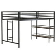 thumbnail image 3 of DreamBuck 49'' Tall Junior Metal Loft Bed with Shelves, Metal Loft Bed Twin with Ladder and Full-Length Guardrails, Twin Loft Bed for Teens, Boys, Girls, No Box Spring Required, Noise Free, 3 of 9
