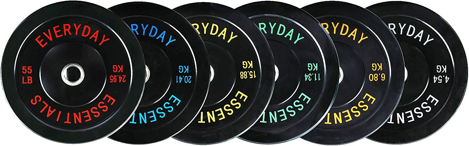BalanceFrom Olympic Bumper Plate Weight Plate with Steel Hub, Black, 260 lbs Set