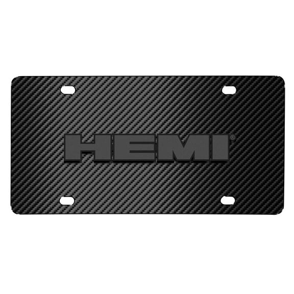 iPick Image for HEMI Logo 3D Dark Gray Logo on Black Carbon Fiber Pattern Stainless Steel License Plate, Official Licensed