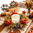 thumbnail image 7 of Halloween Table Centerpieces,Autumn Candle Ring Wreath,Maple Leaf Pumpkin Pinecone Mini Floral Garland for Dining Desk Halloween Thanksgiving Candle Decor(Green), 7 of 7